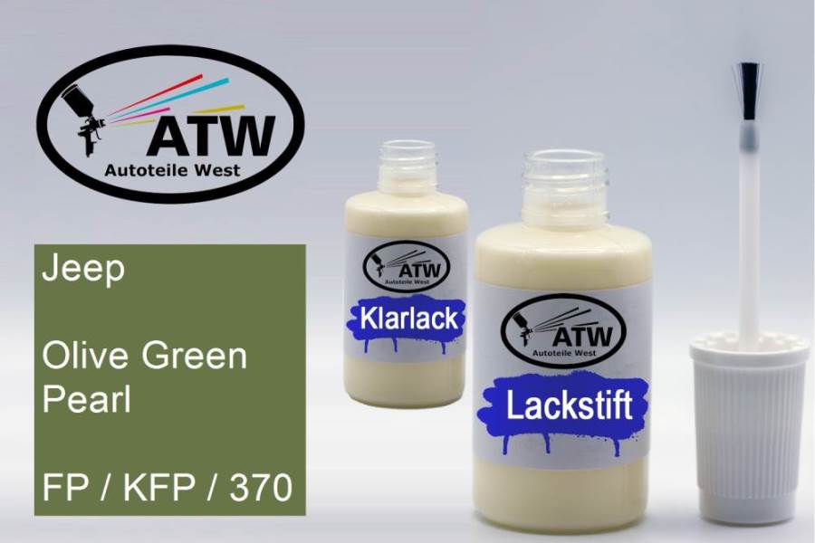 Jeep, Olive Green Pearl, FP / KFP / 370: 20ml Lackstift + 20ml Klarlack - Set, von ATW Autoteile West.